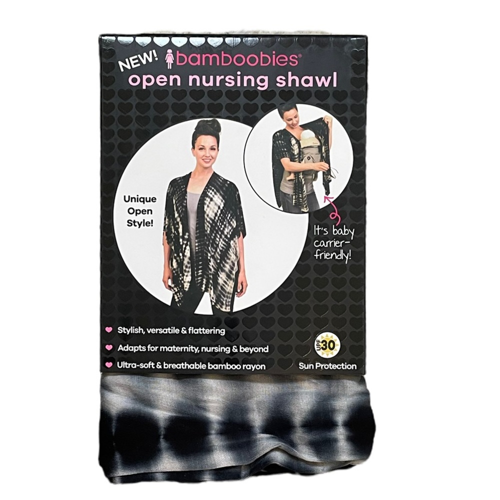 NWT Bamboobies black shibori print open nursing shawl
